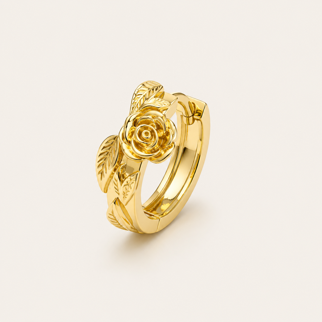 GOLDEN ROSE HOOP PIERCING EARRING