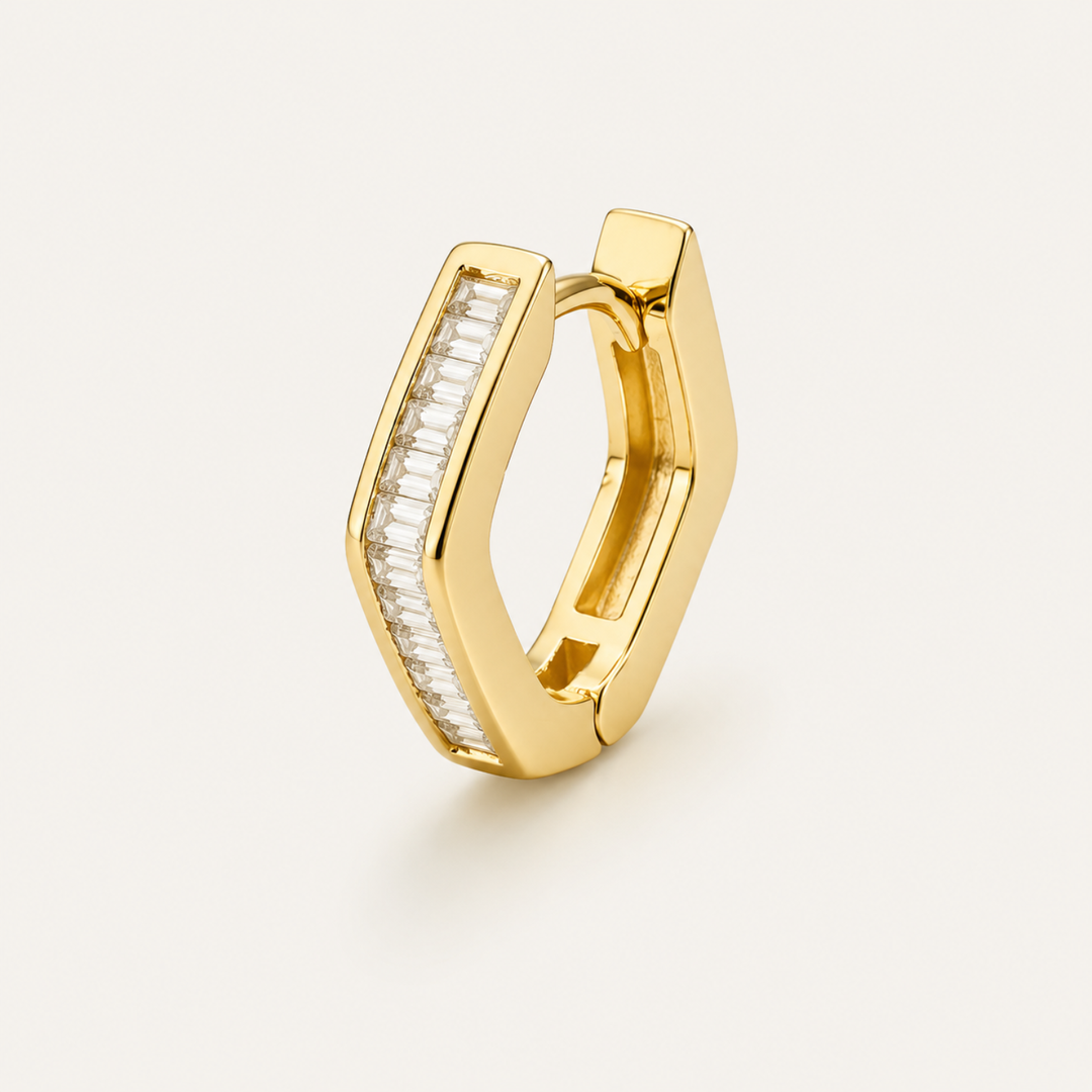 PENDIENTE PIERCING ARO BAGUETTE HEXAGON