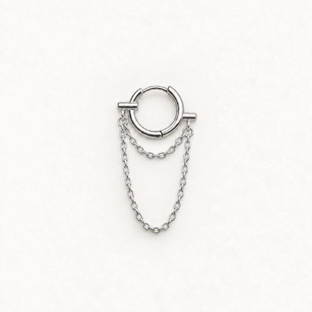 PENDIENTE PIERCING ARO SILVER CHAÎNE
