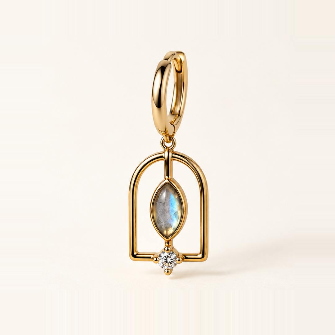 PENDIENTE PIERCING ARO GREY MOONSTONE PORTAL