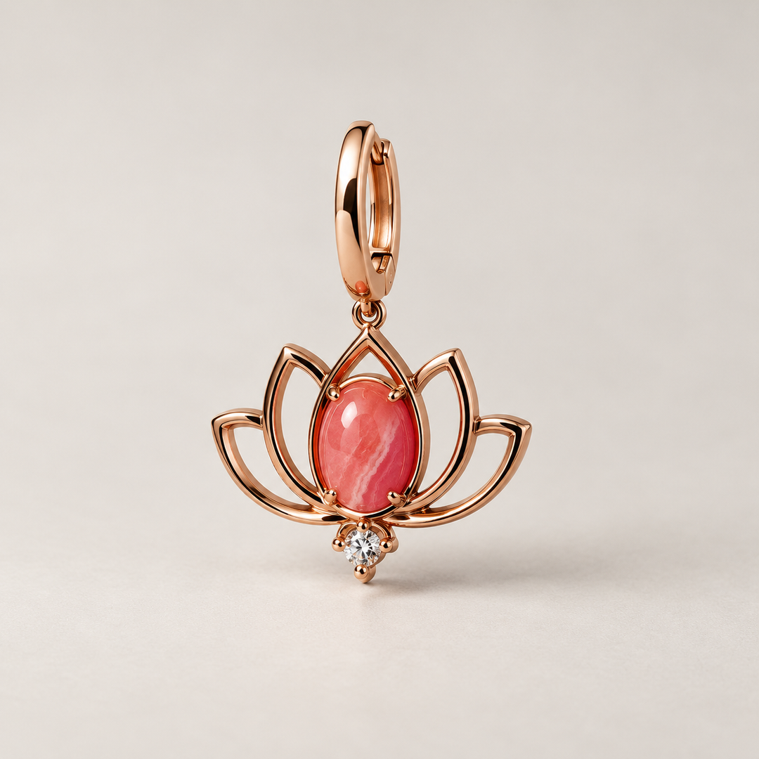 PENDIENTE PIERCING ARO RHODOCHROSITE LOTUS SAHARA