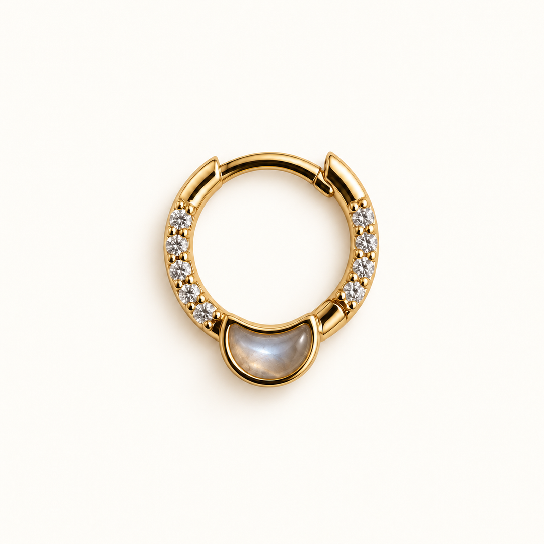 PENDIENTE PIERCING DAITH GREY MOONSTONE DEMI-LUNE