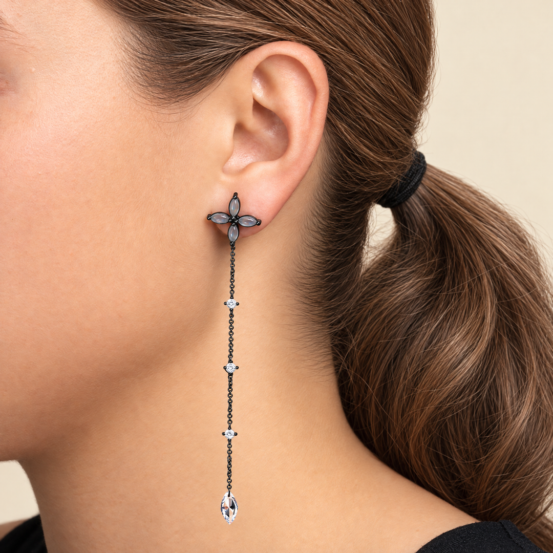 PENDIENTE PIERCING GREY MOONSTONE FLEUR DE NUIT