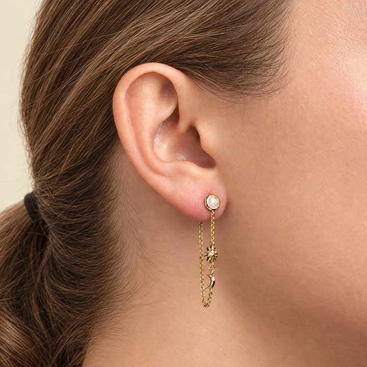PENDIENTE PIERCING FIRE OPAL SUN-MOON