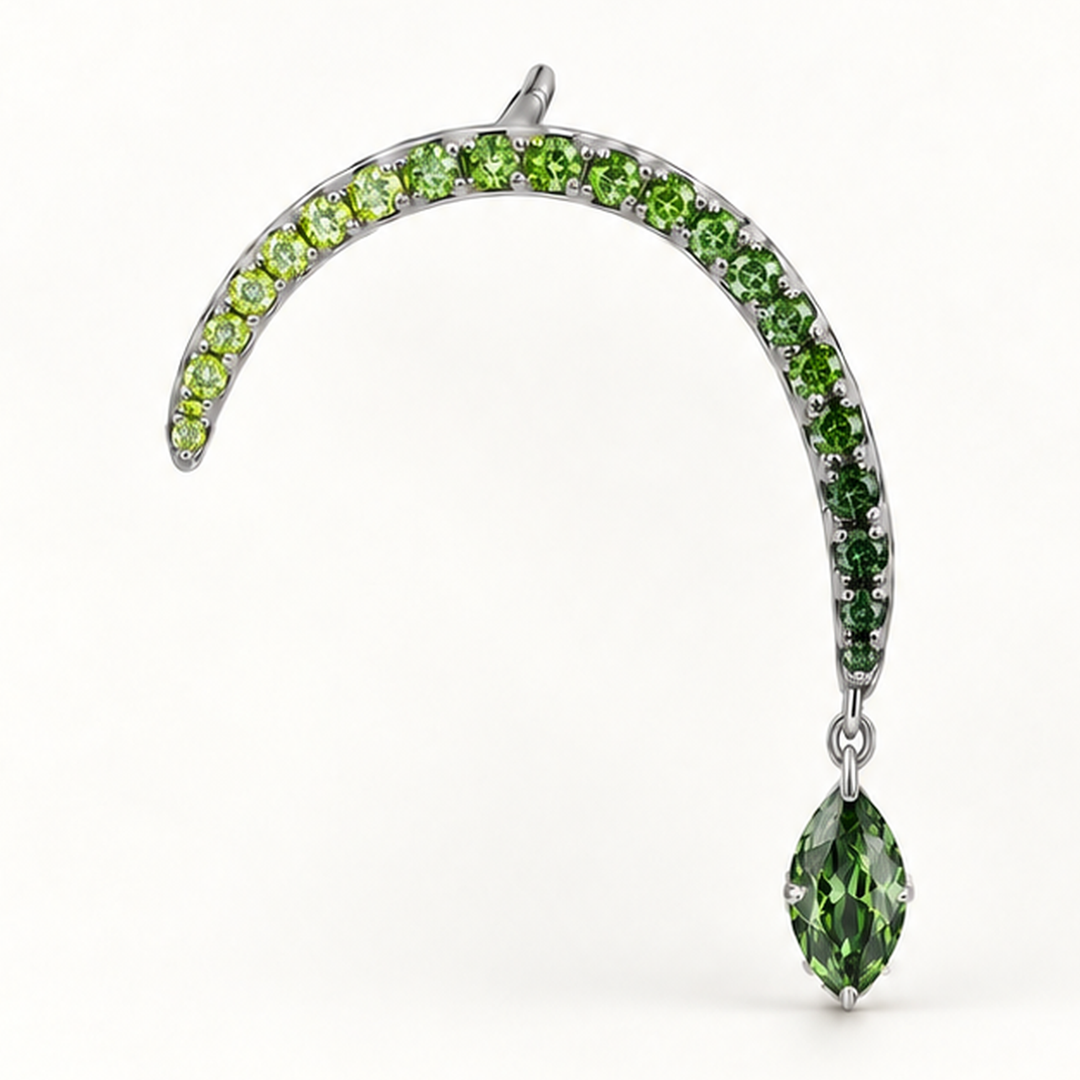 PENDIENTE PIERCING GREEN CRYSTAL ARC