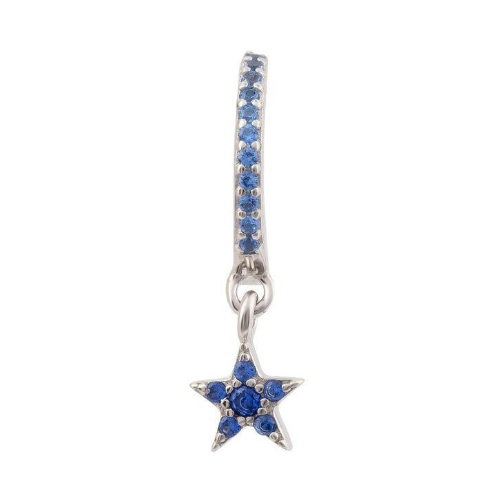 PENDIENTE PIERCING ARO DE PLATA AZUL SHOOTING STAR