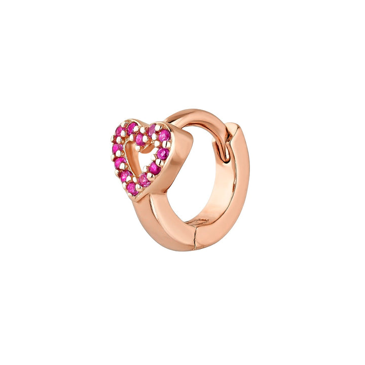 PENDIENTE PIERCING ARO ORO ROSA CUORE