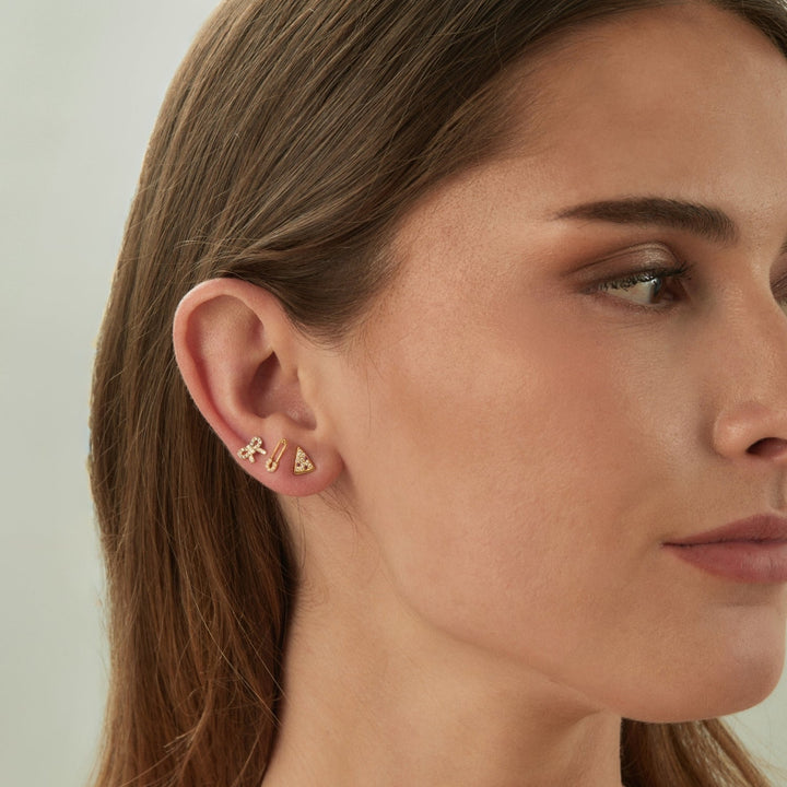 SILVER PIN PIERCING EARRING