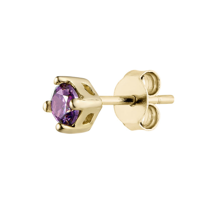 YELLOW GOLD AMETHYST PIERCING EARRING LUZ
