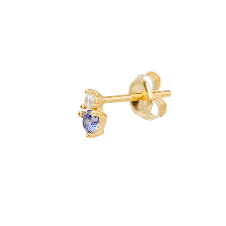 YELLOW GOLD BLUE DORY PIERCING EARRING