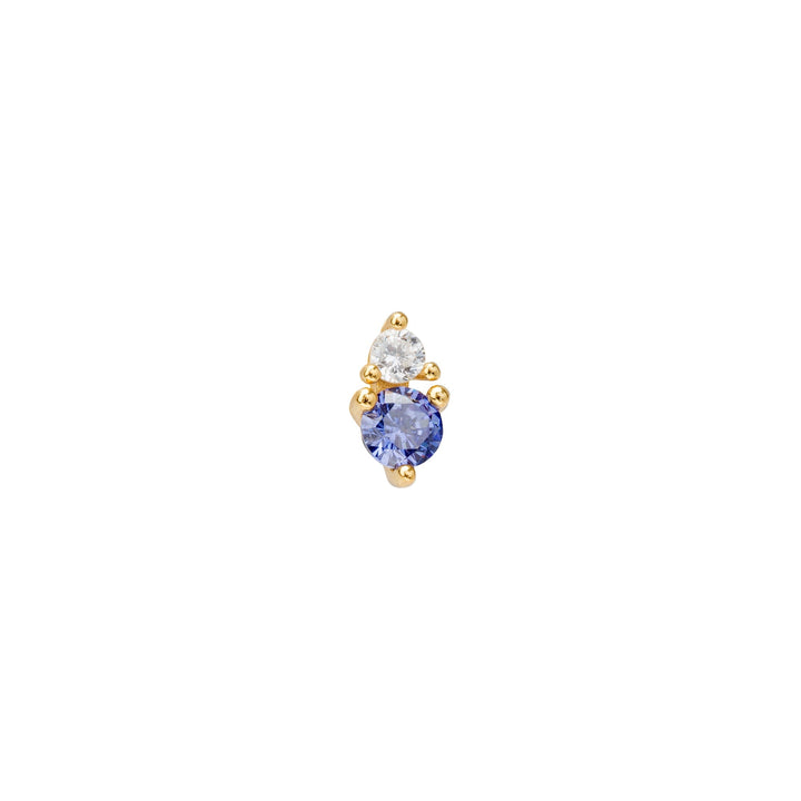 YELLOW GOLD BLUE DORY PIERCING EARRING