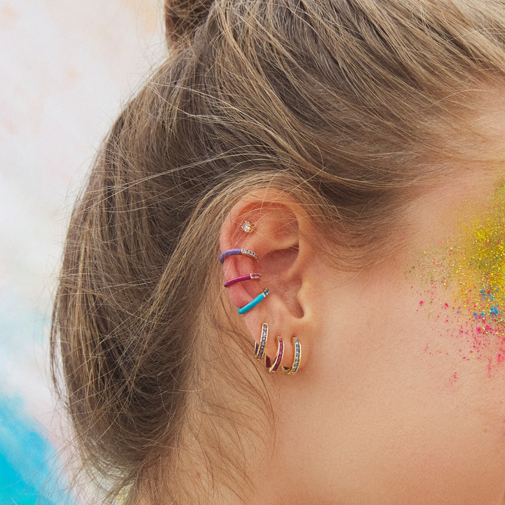 GELBGOLD BLAU PIERCING OHRRING HOLI HOOP RING