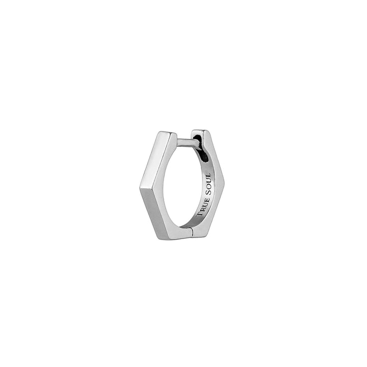 PENTAGON STERLING SILVER HOOP PIERCING EARRING