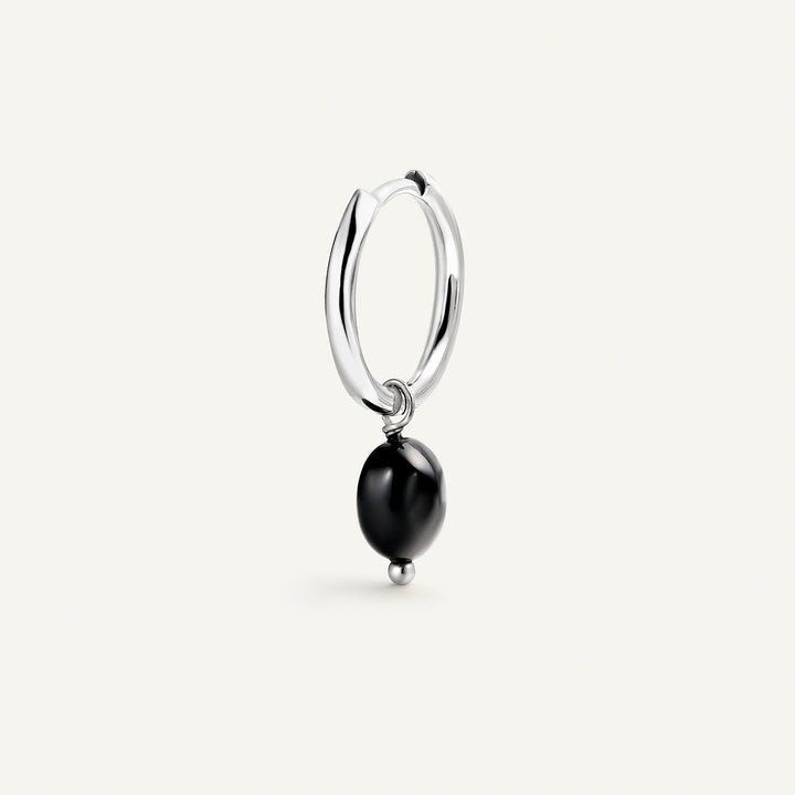 BAROQUE BLACK HOOP PIERCING EARRING