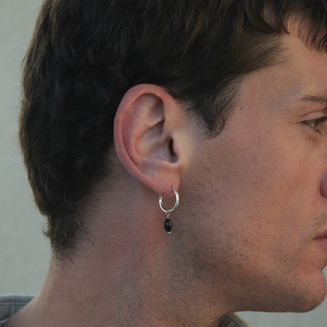 BAROQUE BLACK HOOP PIERCING EARRING