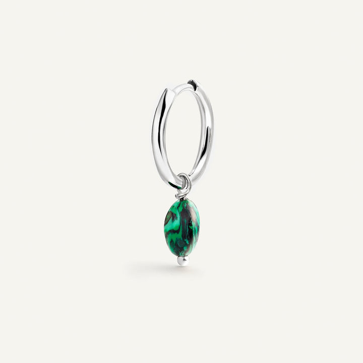 BAROQUE MALACHITE HOOP PIERCING EARRING