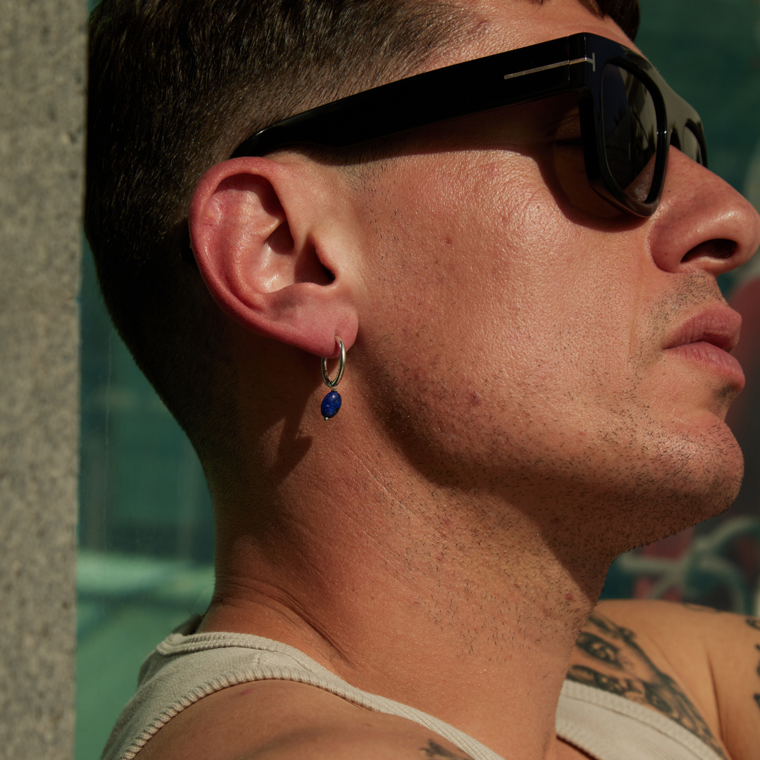 PIERCING HOOP EARRING BAROQUE LAPISLAZULI