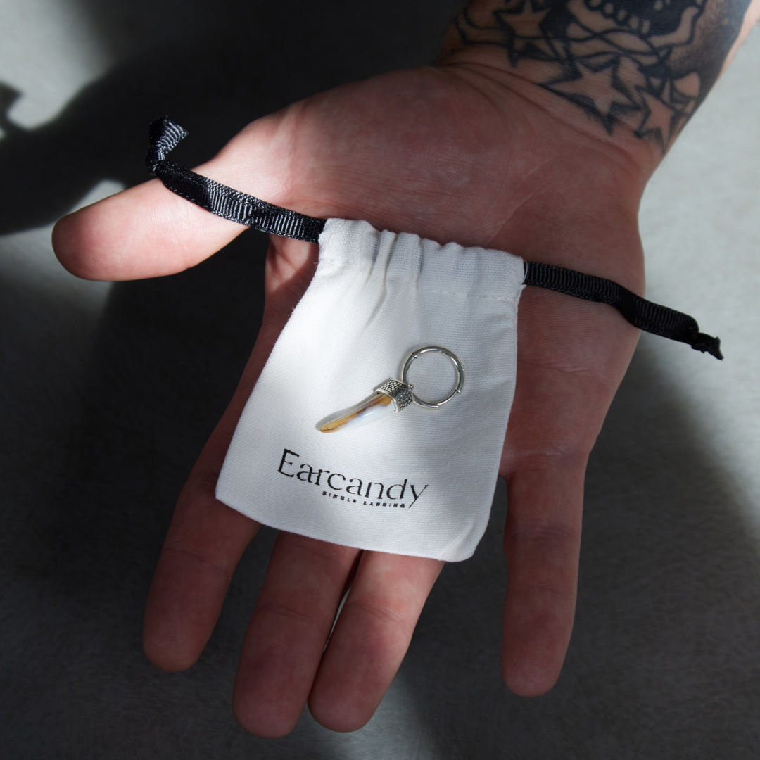 IVORY TUSK HOOP PIERCING EARRING