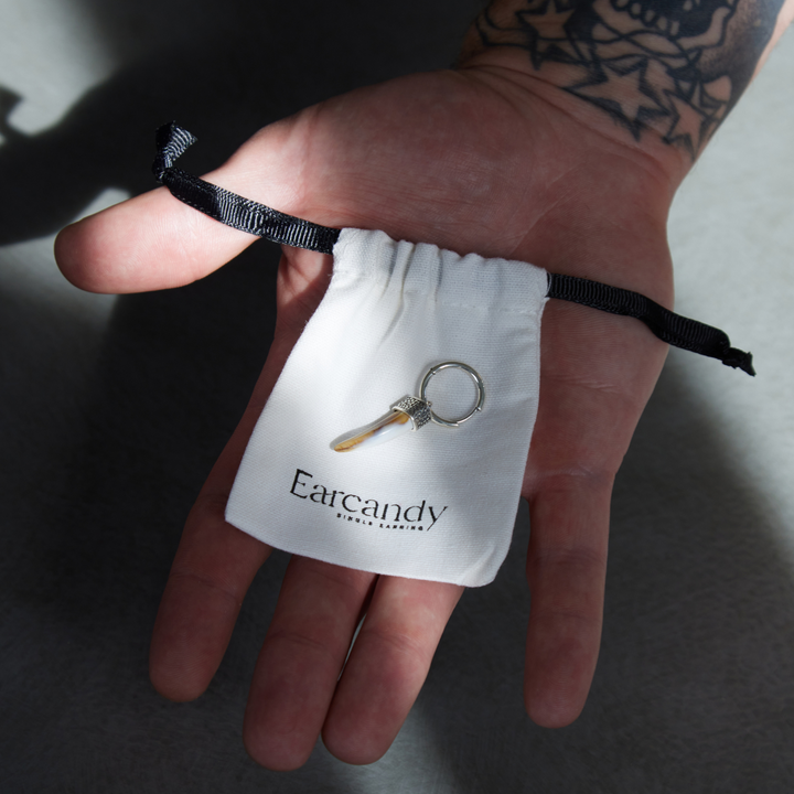 IVORY TUSK HOOP PIERCING EARRING