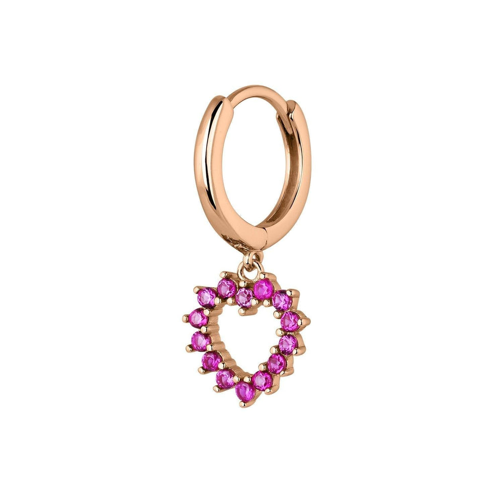 PENDIENTE ARO CON CORAZÓN PLATA ZIRA - Blissou Jewelry